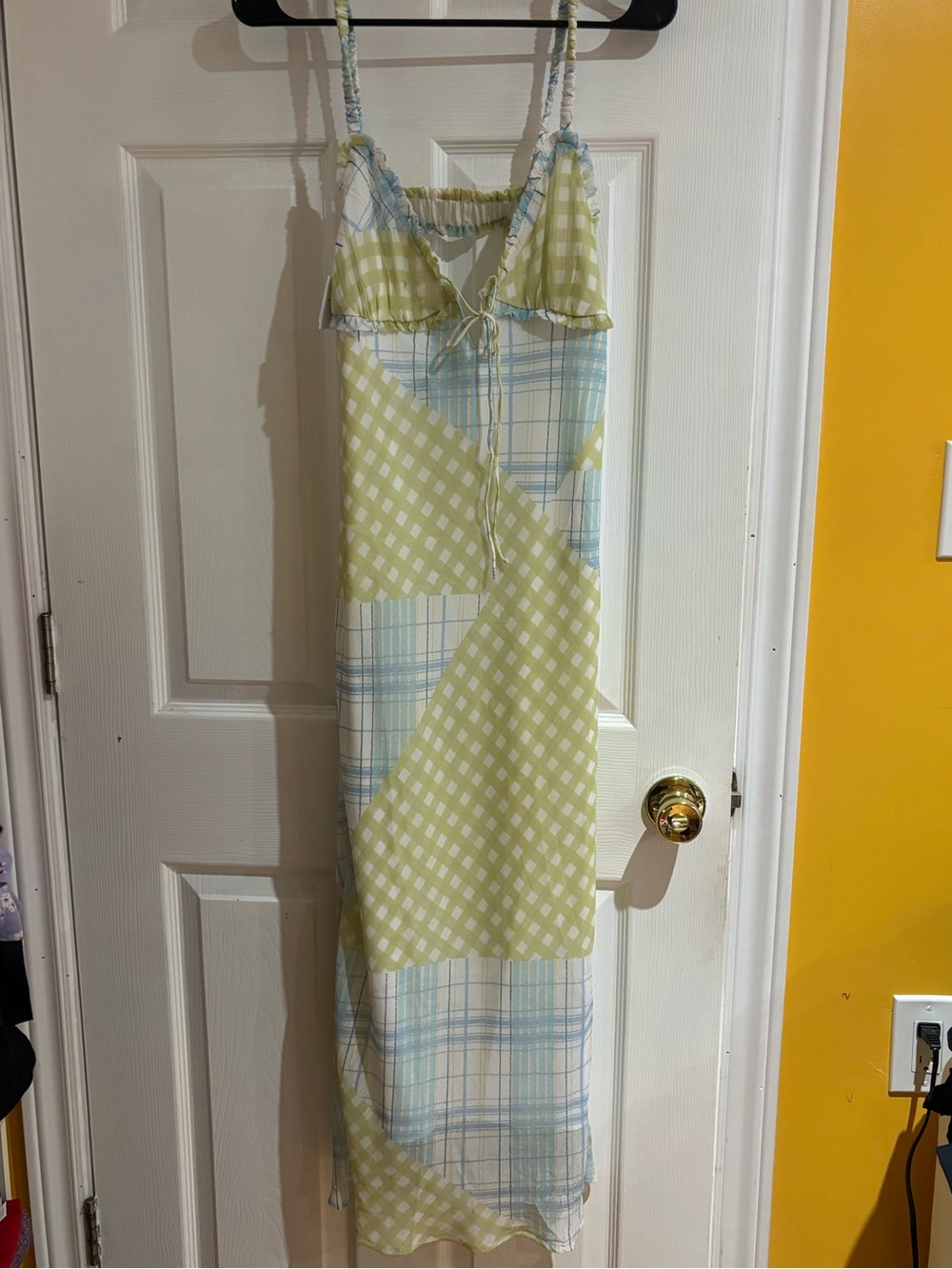 American eagle Light Green & Blue Patchwork Slip Dress